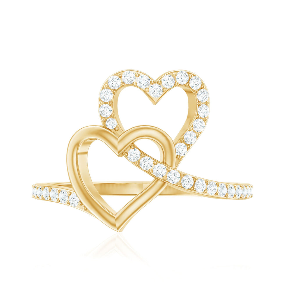 Certified Moissanite 2 Heart Promise Ring