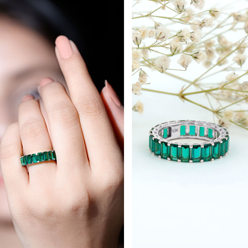 Certified Lab Created Emerald Full Eternity Ring