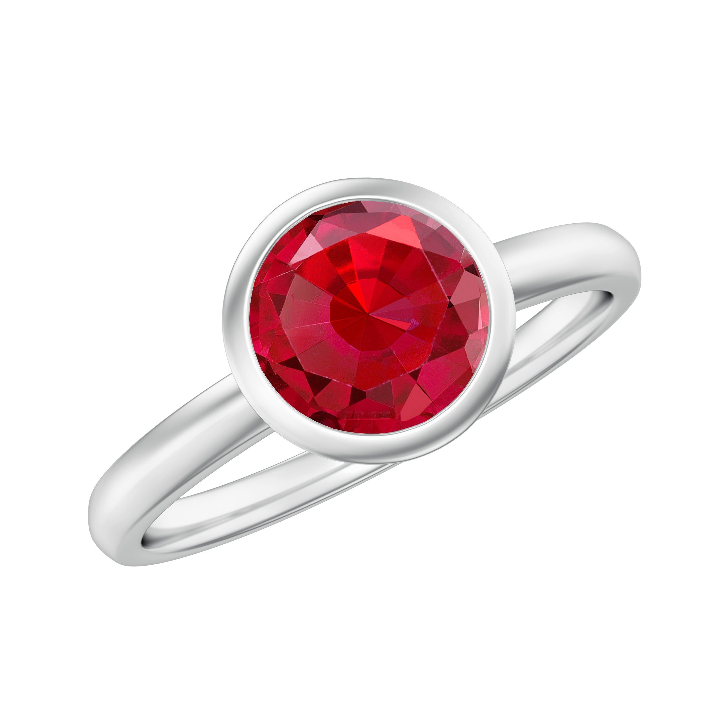 Bezel Set 2.3 Carat Lab Created Ruby Solitaire Engagement Ring