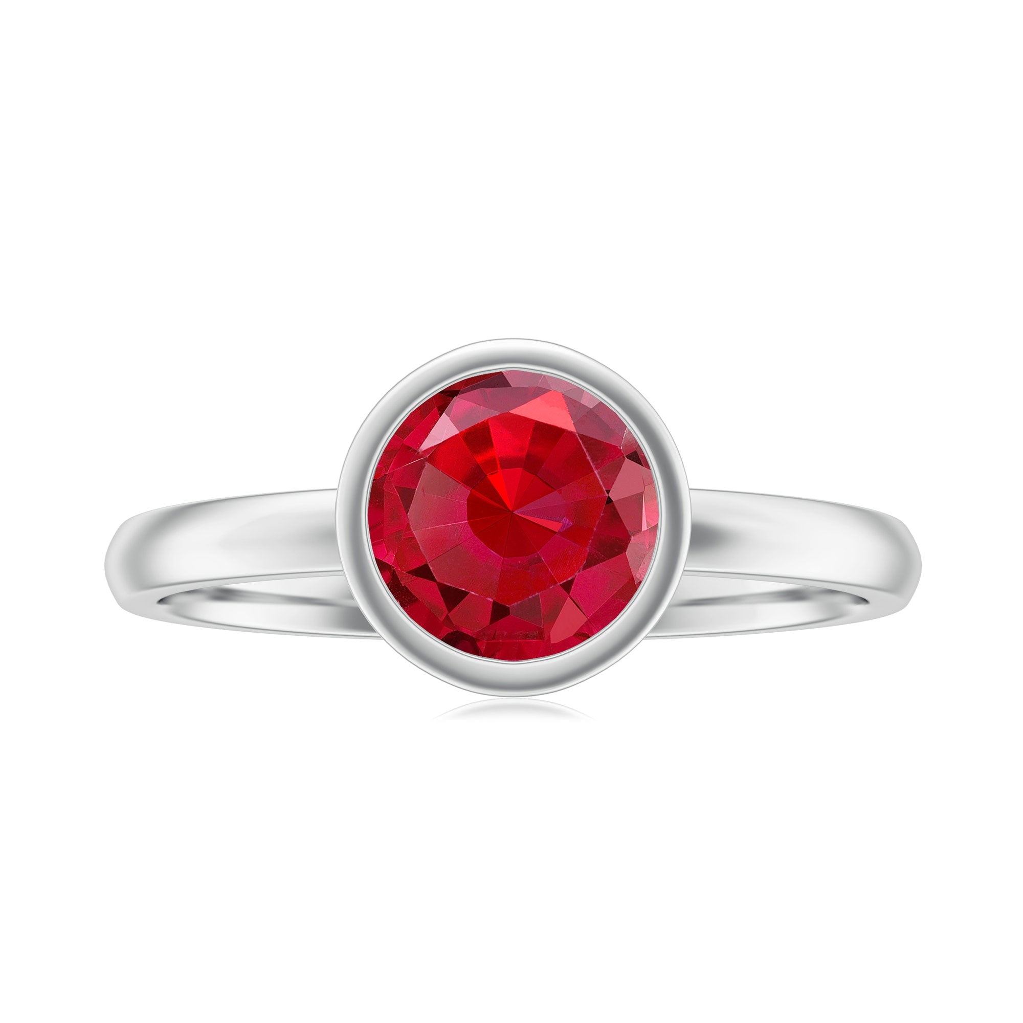 Bezel Set 2.3 Carat Lab Created Ruby Solitaire Engagement Ring