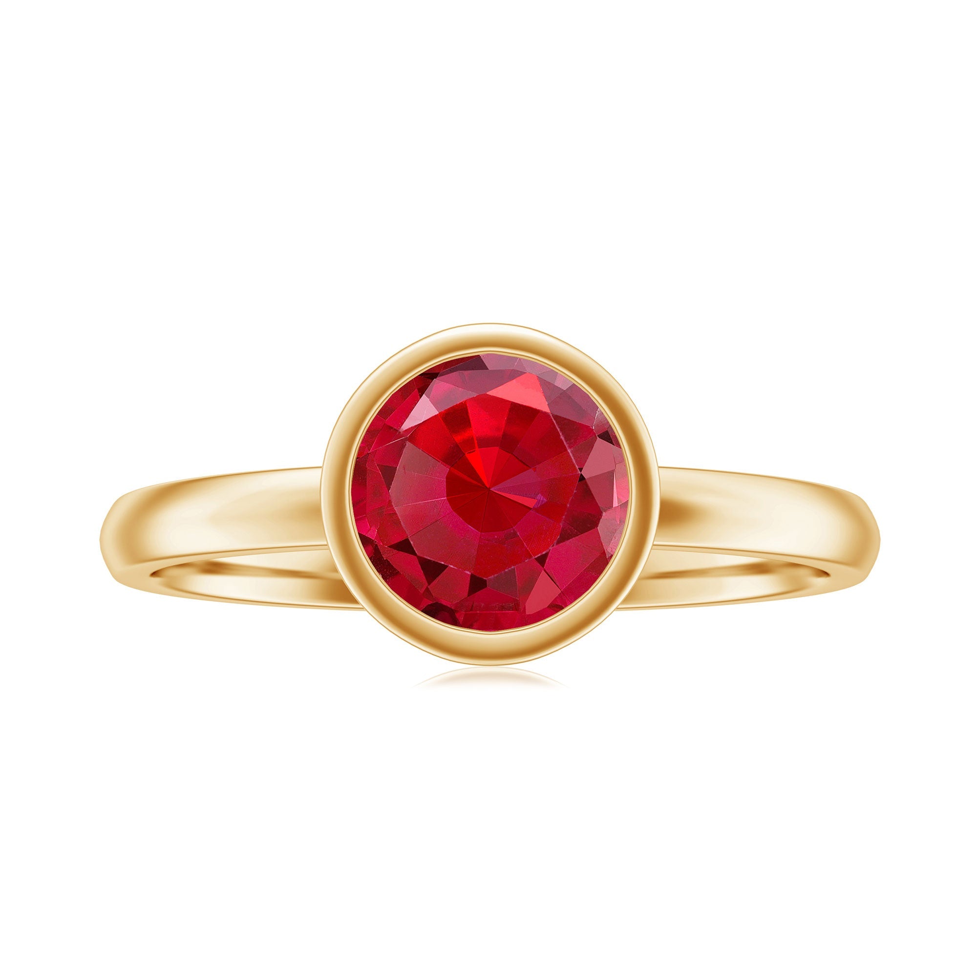Bezel Set 2.3 Carat Lab Created Ruby Solitaire Engagement Ring