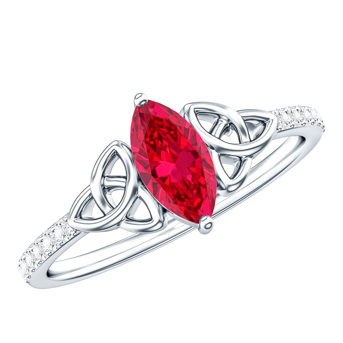 0.75 Carat Lab Grown Ruby Celtic Knot Ring with Diamond