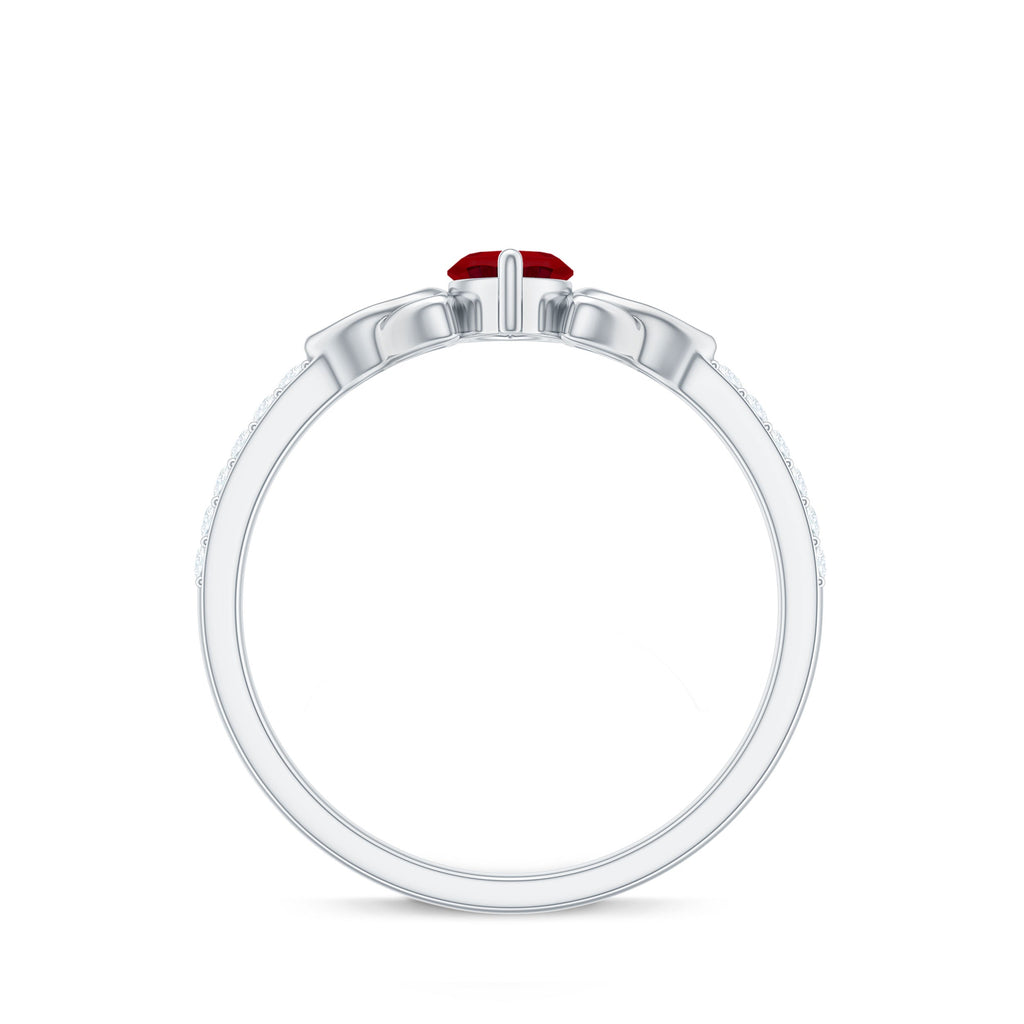 0.75 Carat Lab Grown Ruby Celtic Knot Ring with Diamond