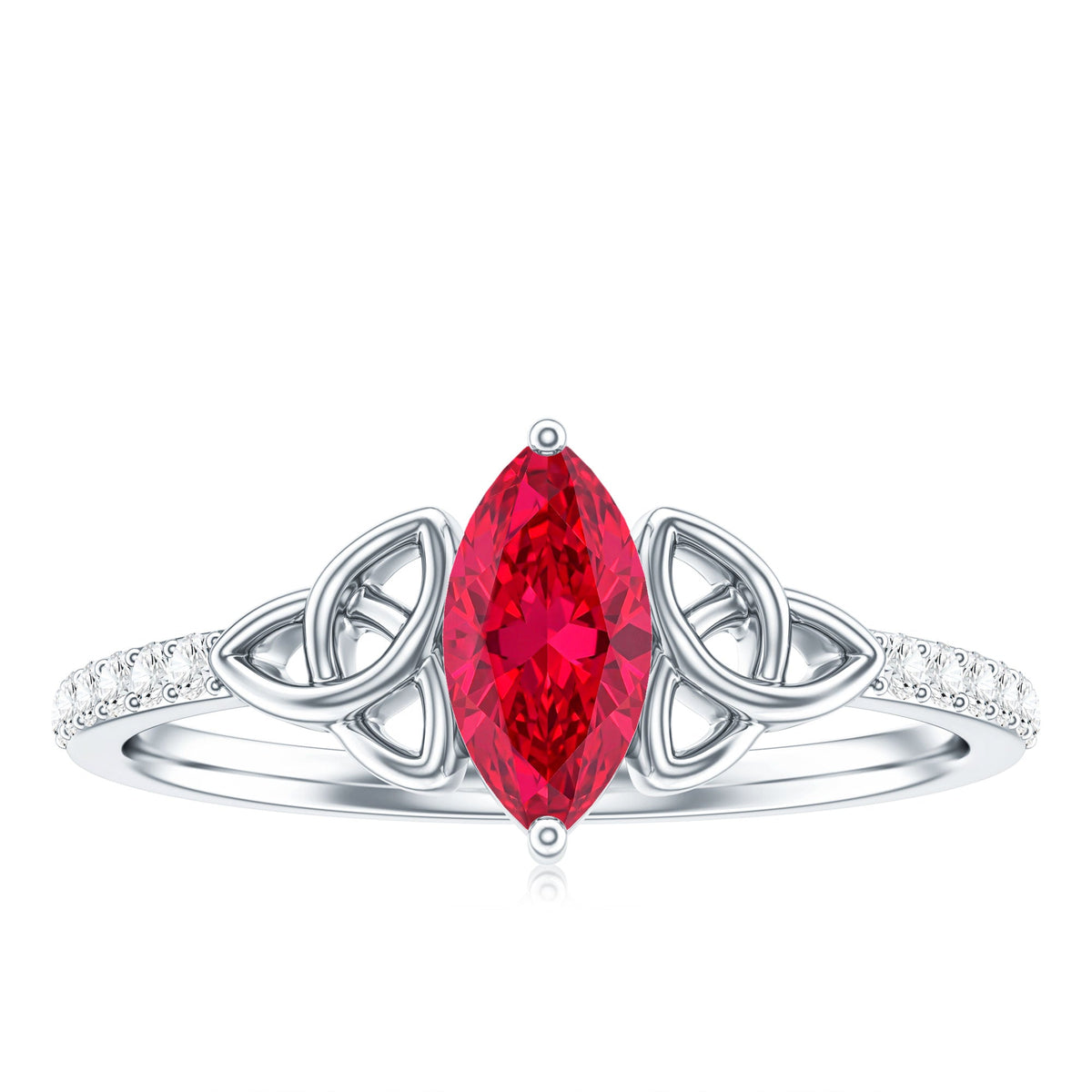 0.75 Carat Lab Grown Ruby Celtic Knot Ring with Diamond