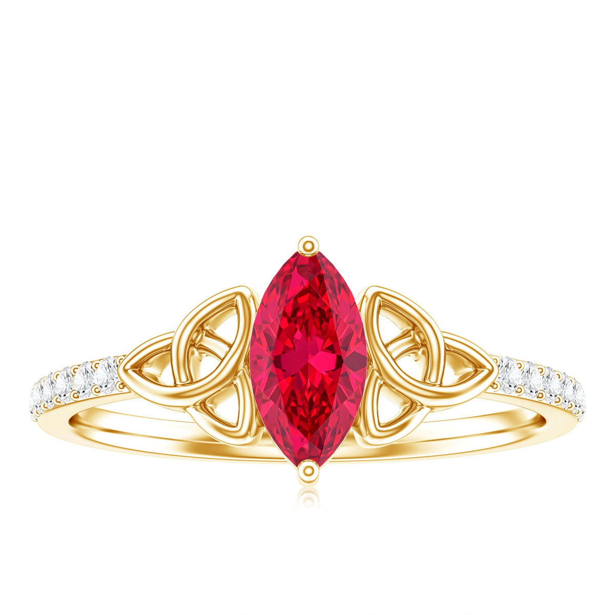 0.75 Carat Lab Grown Ruby Celtic Knot Ring with Diamond