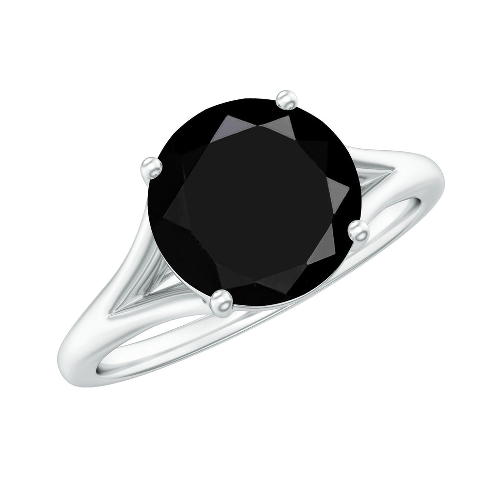 Real 2 Carat Black Onyx Solitaire Ring with Hidden Moissanite