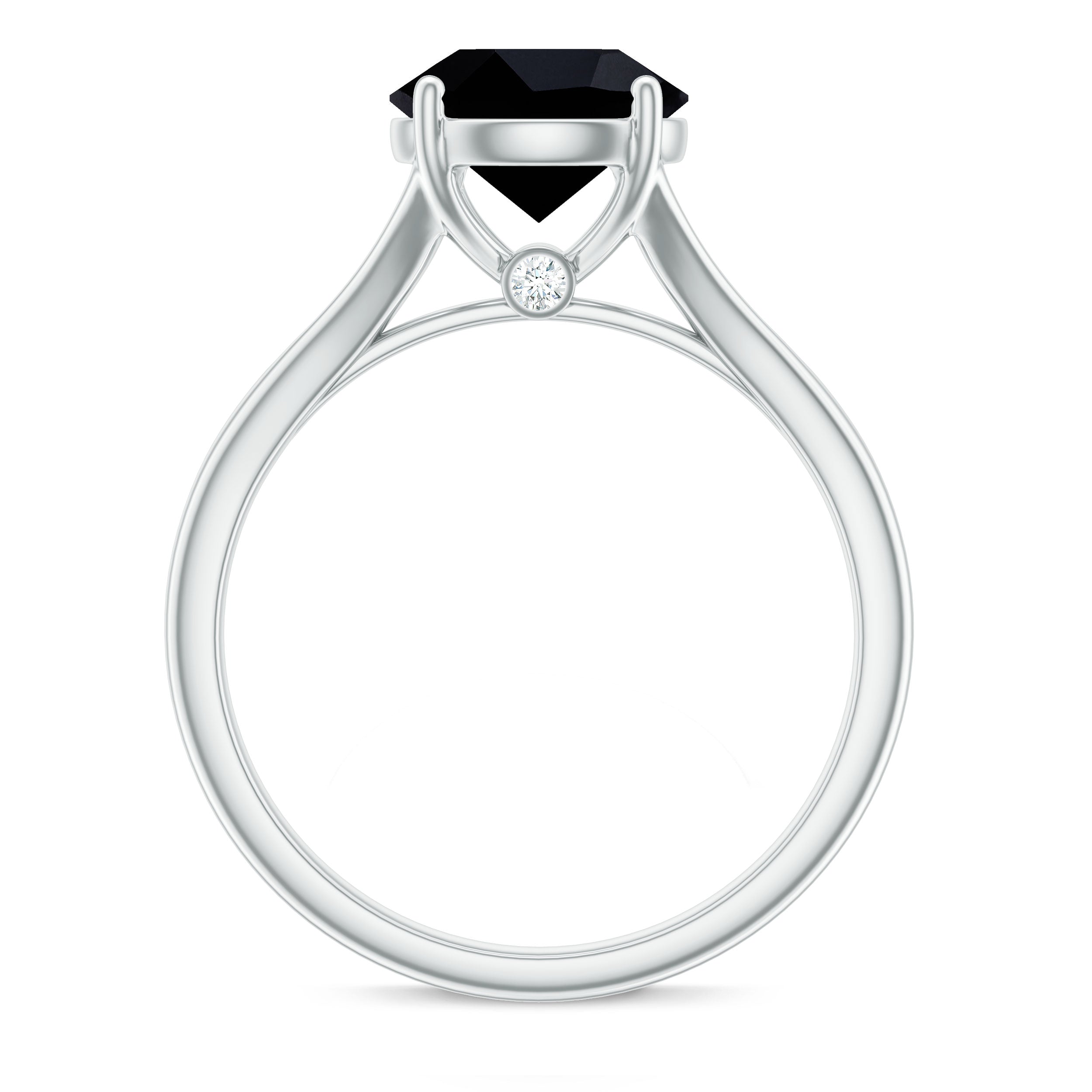 Real 2 Carat Black Onyx Solitaire Ring with Hidden Moissanite