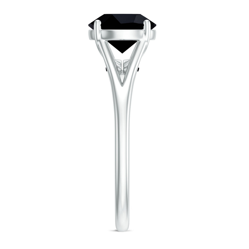 Real 2 Carat Black Onyx Solitaire Ring with Hidden Moissanite