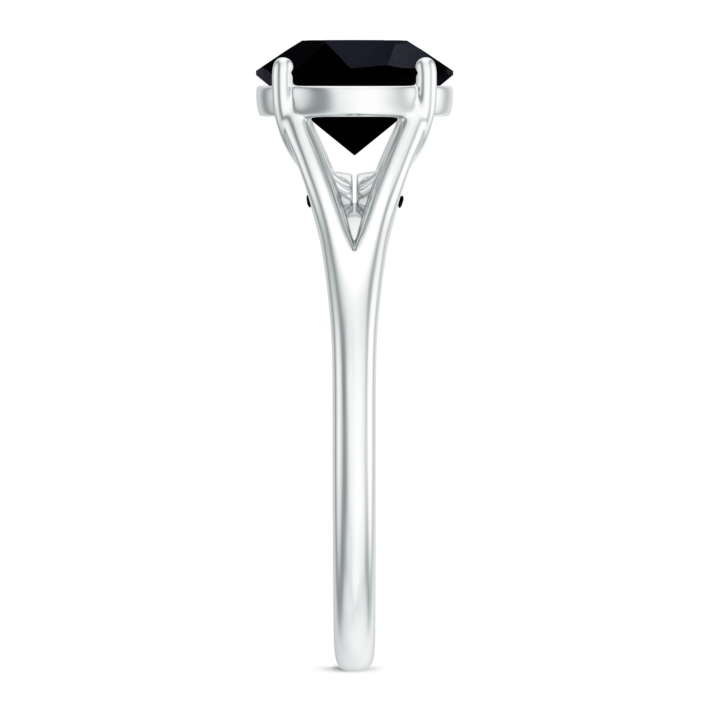 Real 2 Carat Black Onyx Solitaire Ring with Hidden Moissanite