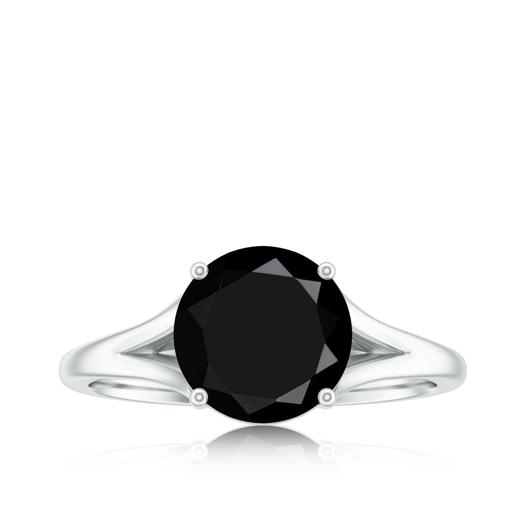 Real 2 Carat Black Onyx Solitaire Ring with Hidden Moissanite