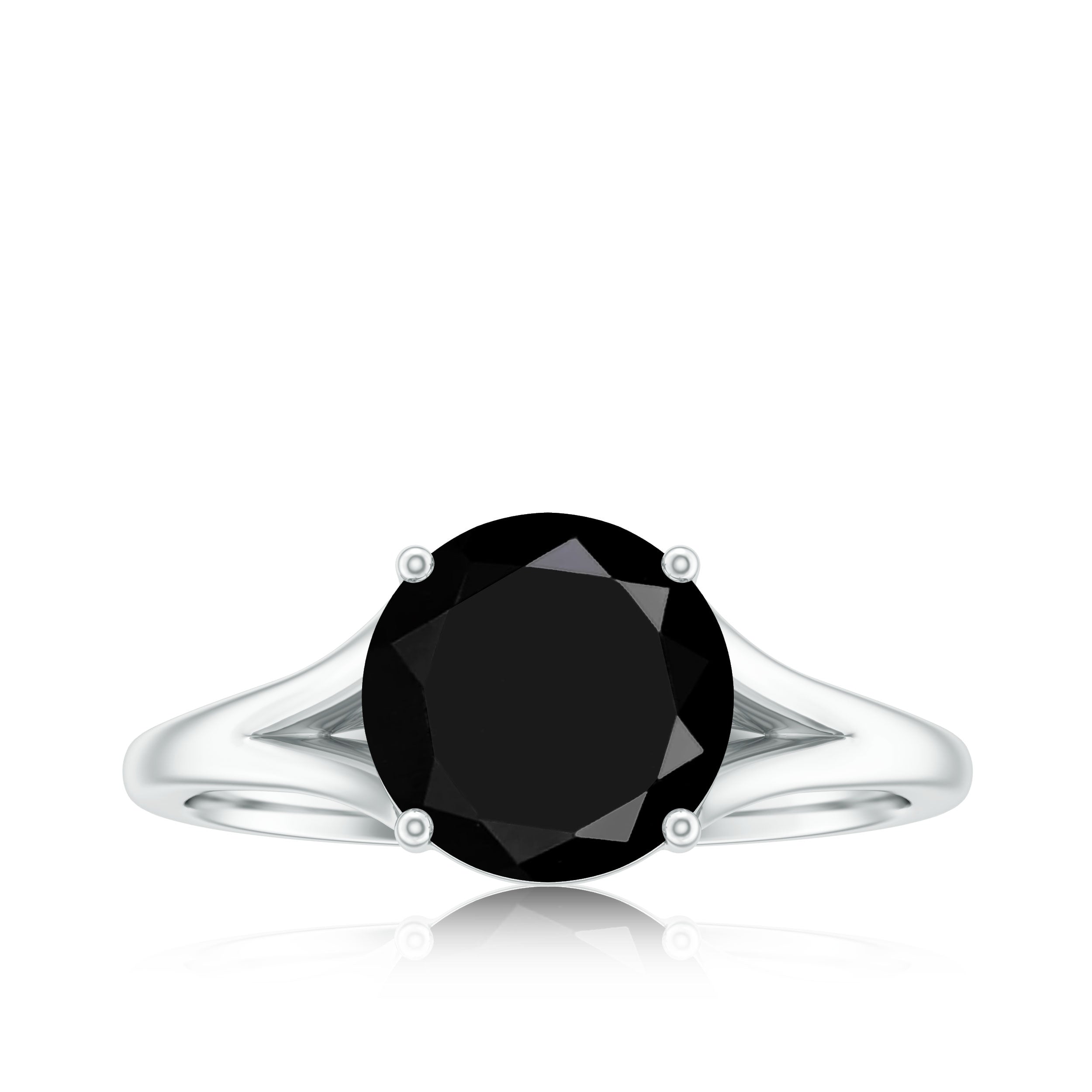 Real 2 Carat Black Onyx Solitaire Ring with Hidden Moissanite