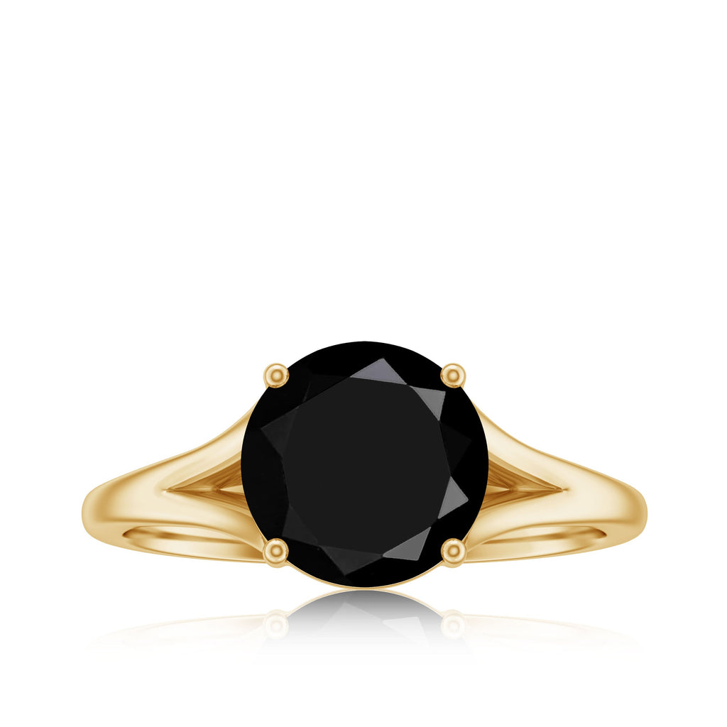 Real 2 Carat Black Onyx Solitaire Ring with Hidden Moissanite