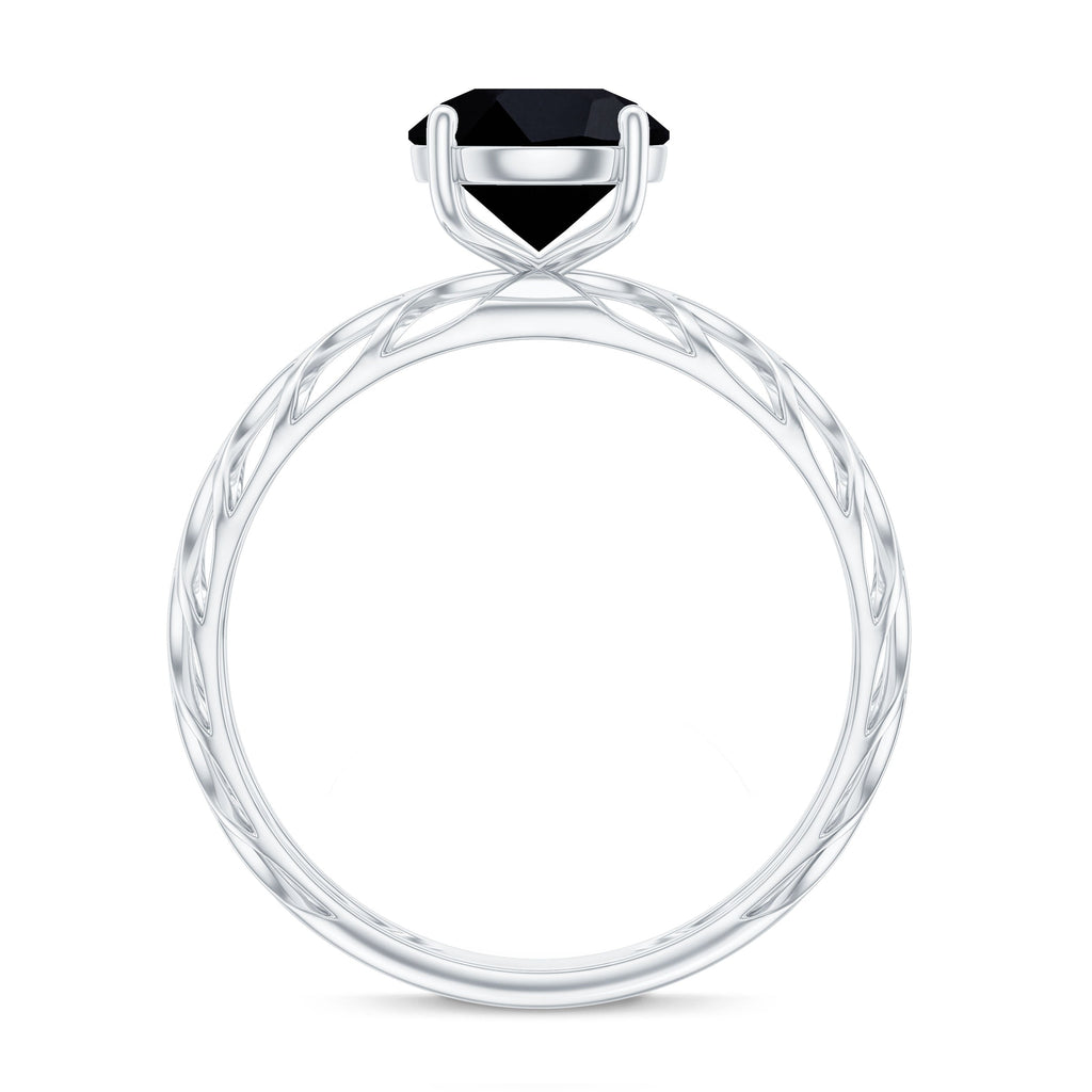 Natural 2.6 Carat Black Spinel Solitaire Engagement Ring for Women