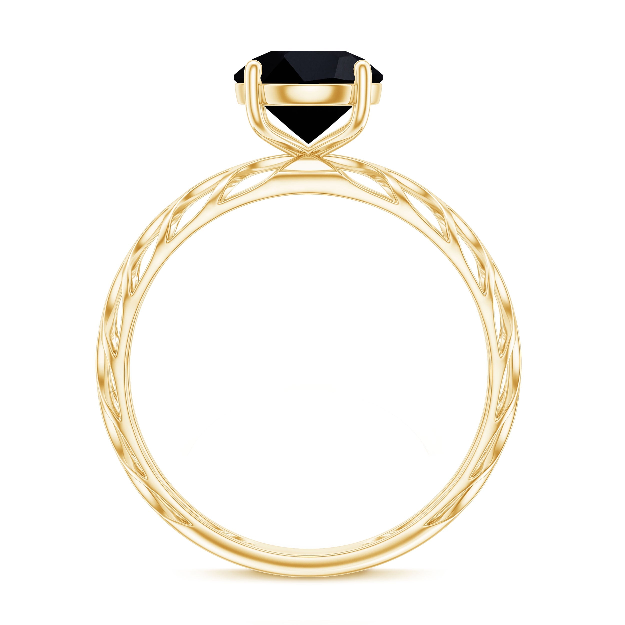 Natural 2.6 Carat Black Spinel Solitaire Engagement Ring for Women