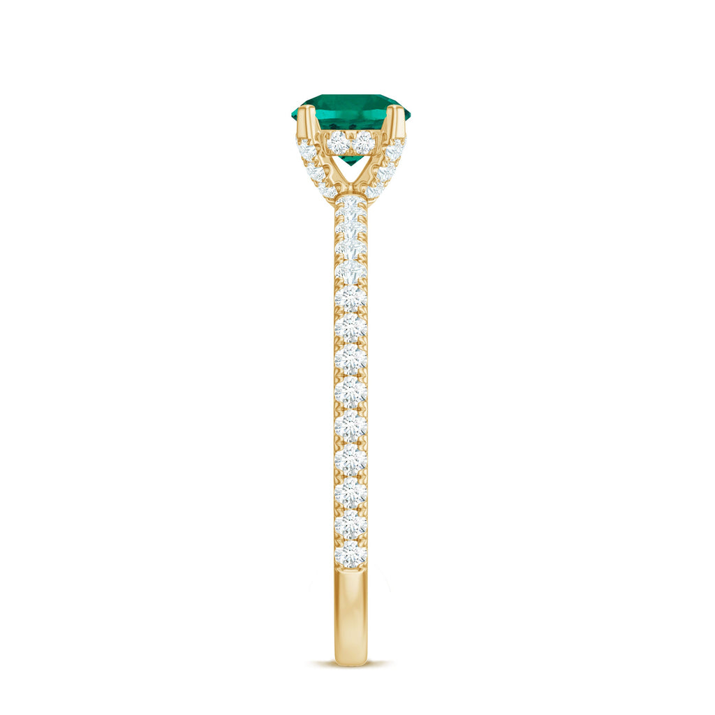 Certified Lab Grown Emerald Solitaire Engagement Ring with Diamond