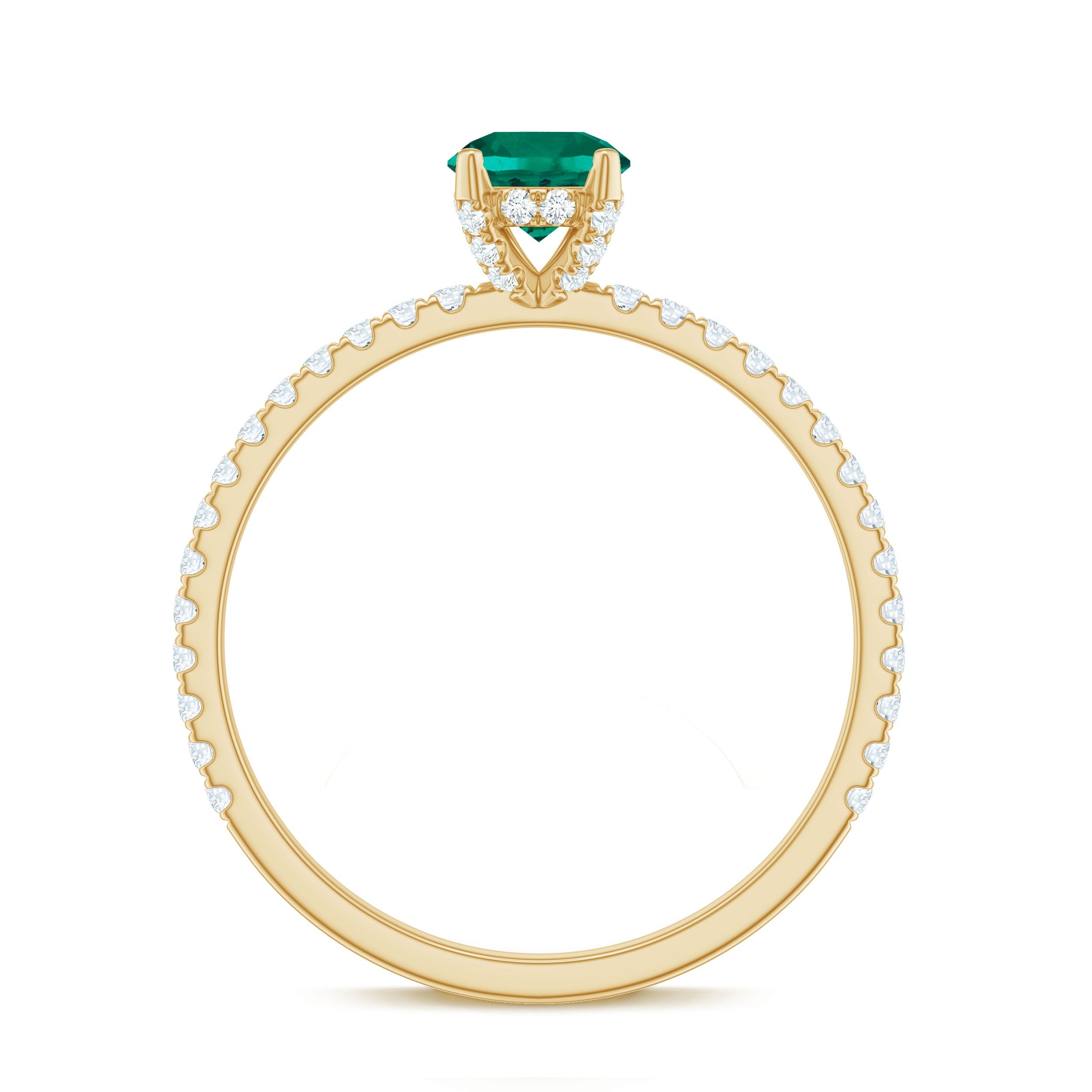 Certified Lab Grown Emerald Solitaire Engagement Ring with Diamond