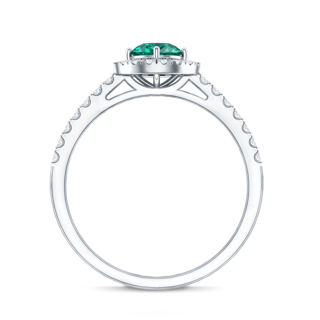 Certified Lab Grown Emerald Diamond Halo Engagement Ring