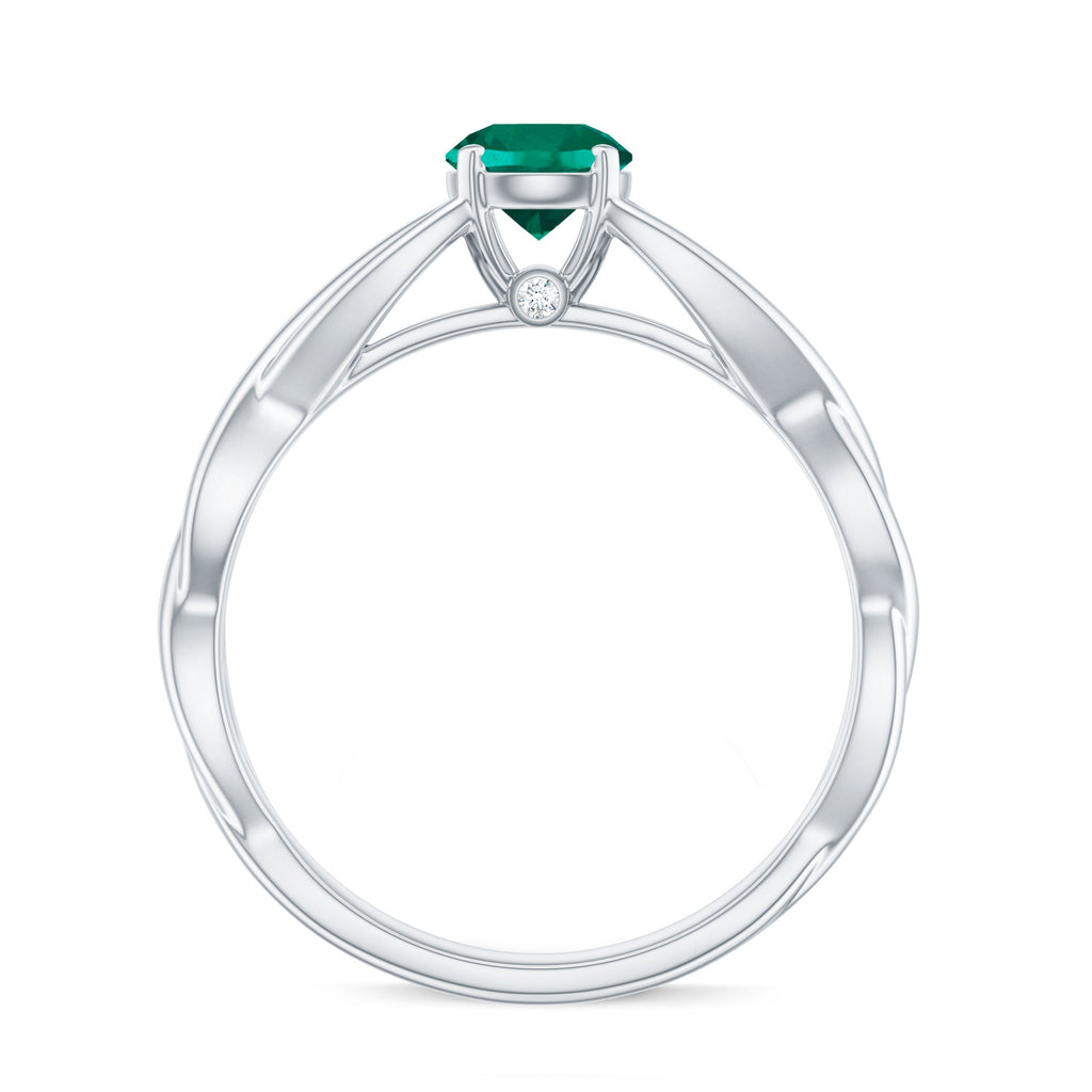 Certified Lab Grown Emerald Crossover Ring with Diamond