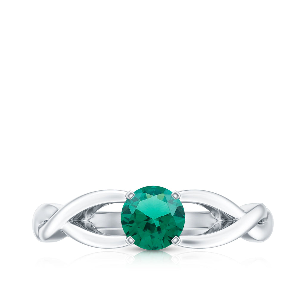 Certified Lab Grown Emerald Crossover Ring with Diamond
