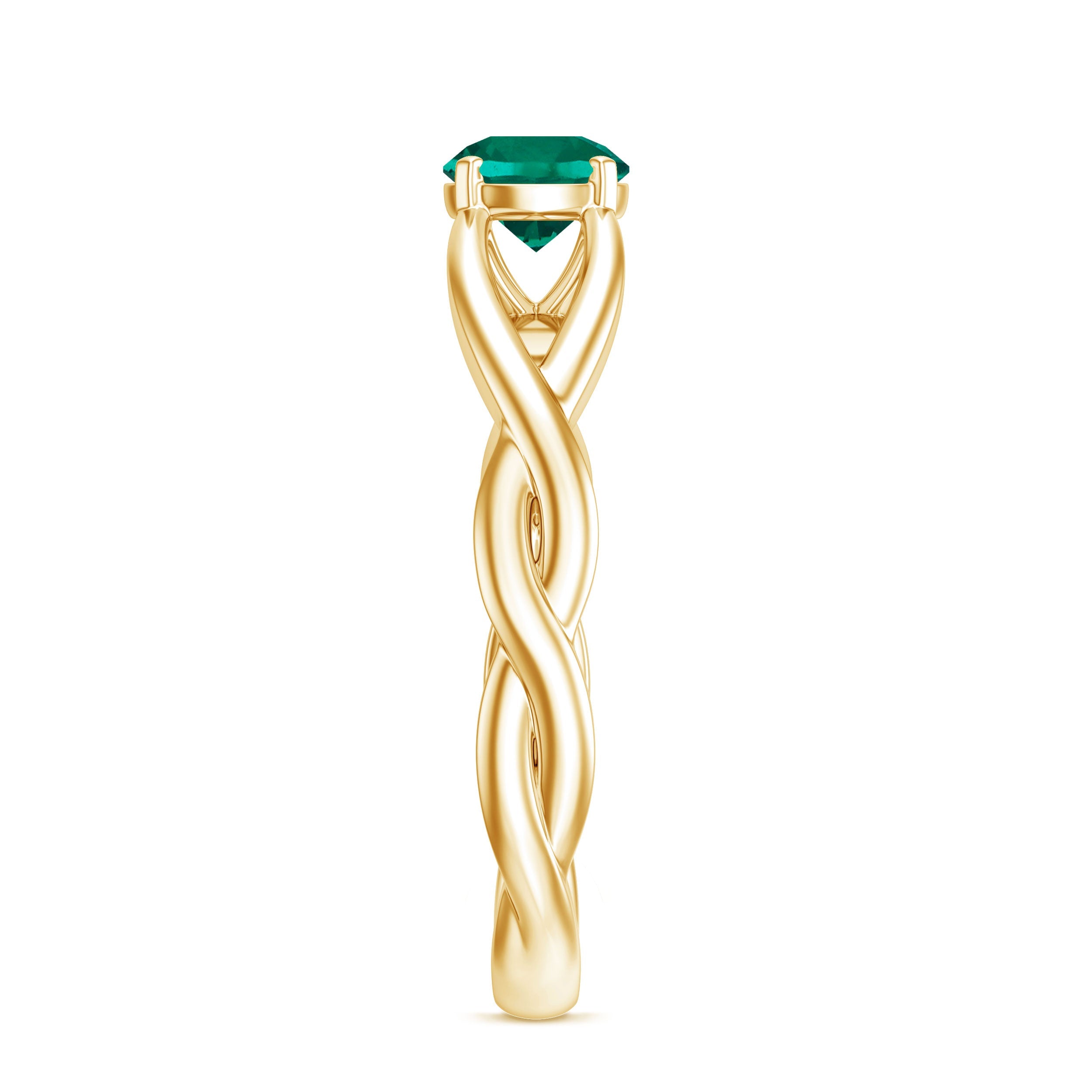 Certified Lab Grown Emerald Crossover Ring with Diamond