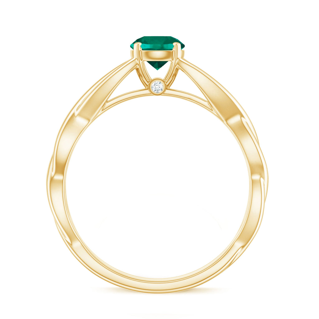 Certified Lab Grown Emerald Crossover Ring with Diamond