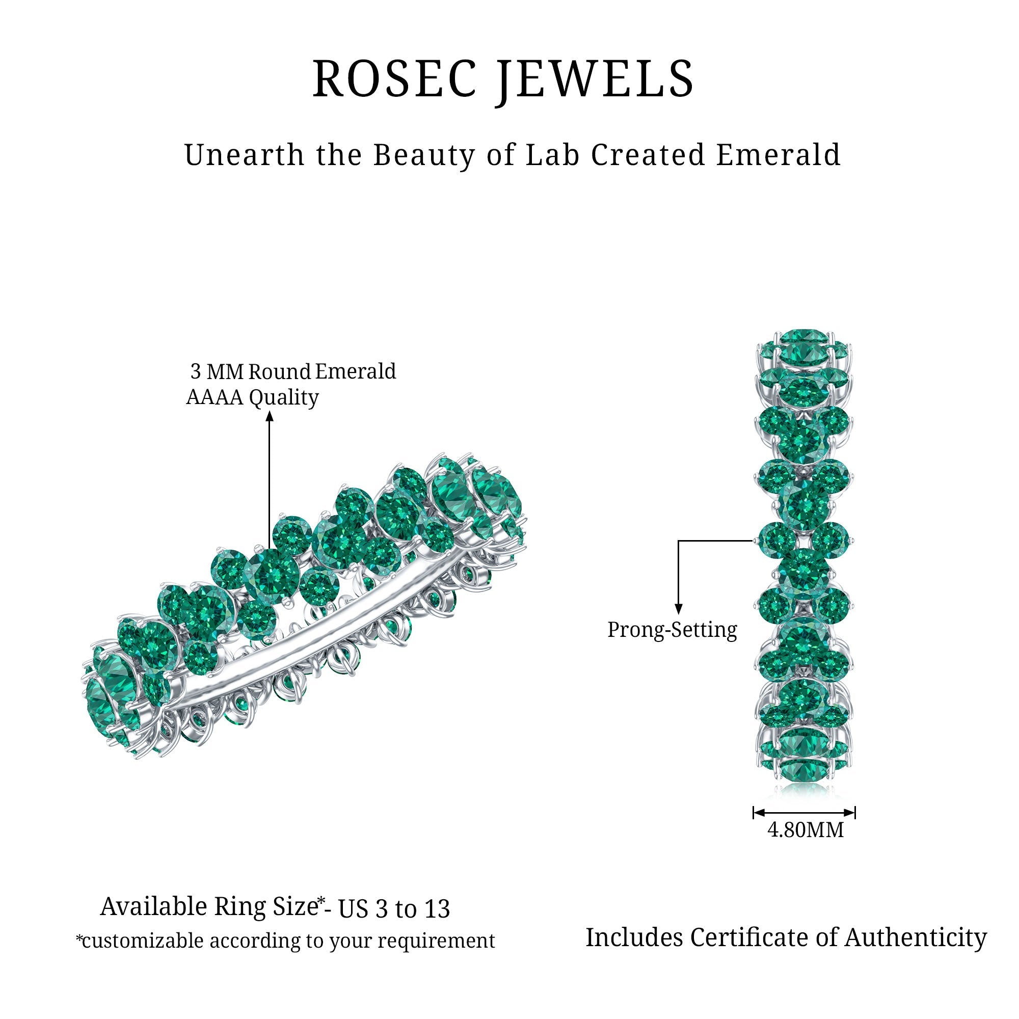 Certified Lab Grown Emerald Eternity Anniversary Band