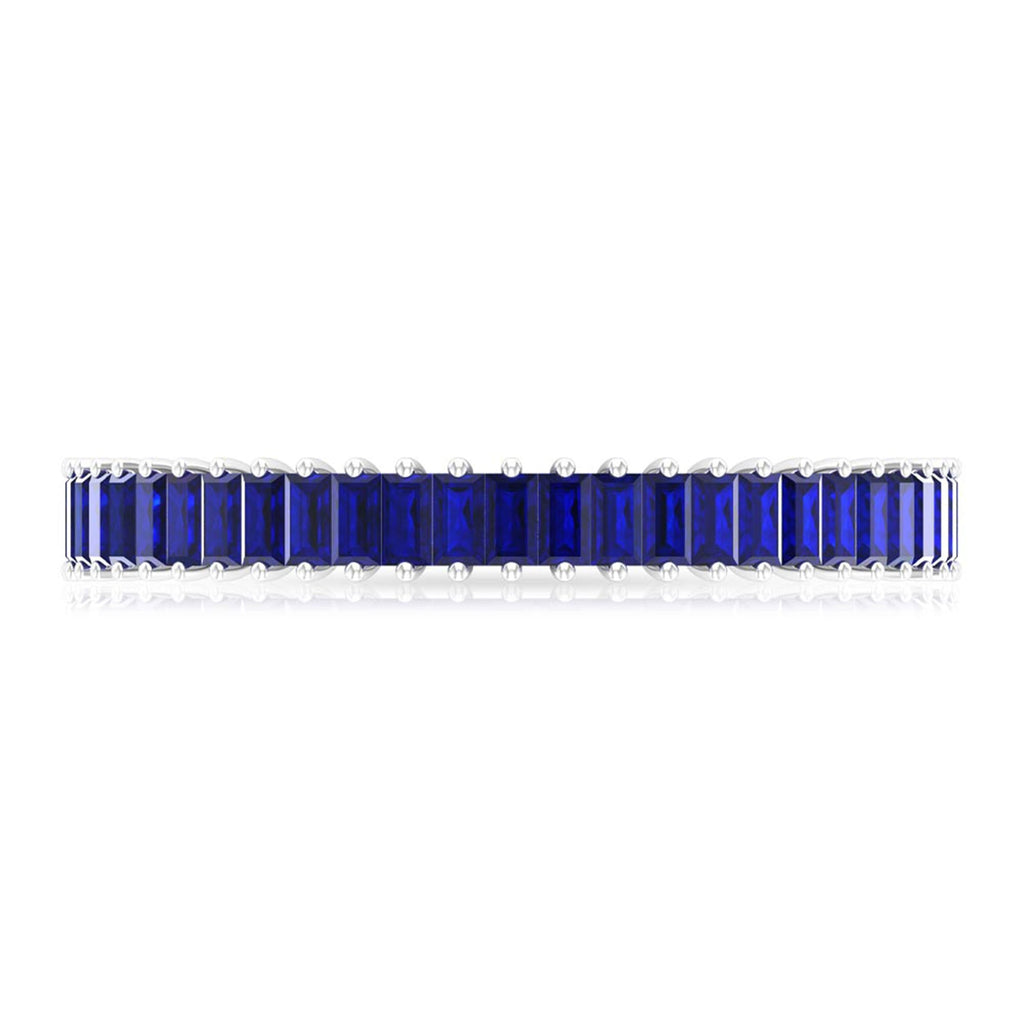Certified Lab Grown Blue Sapphire Baguette Eternity Band Ring