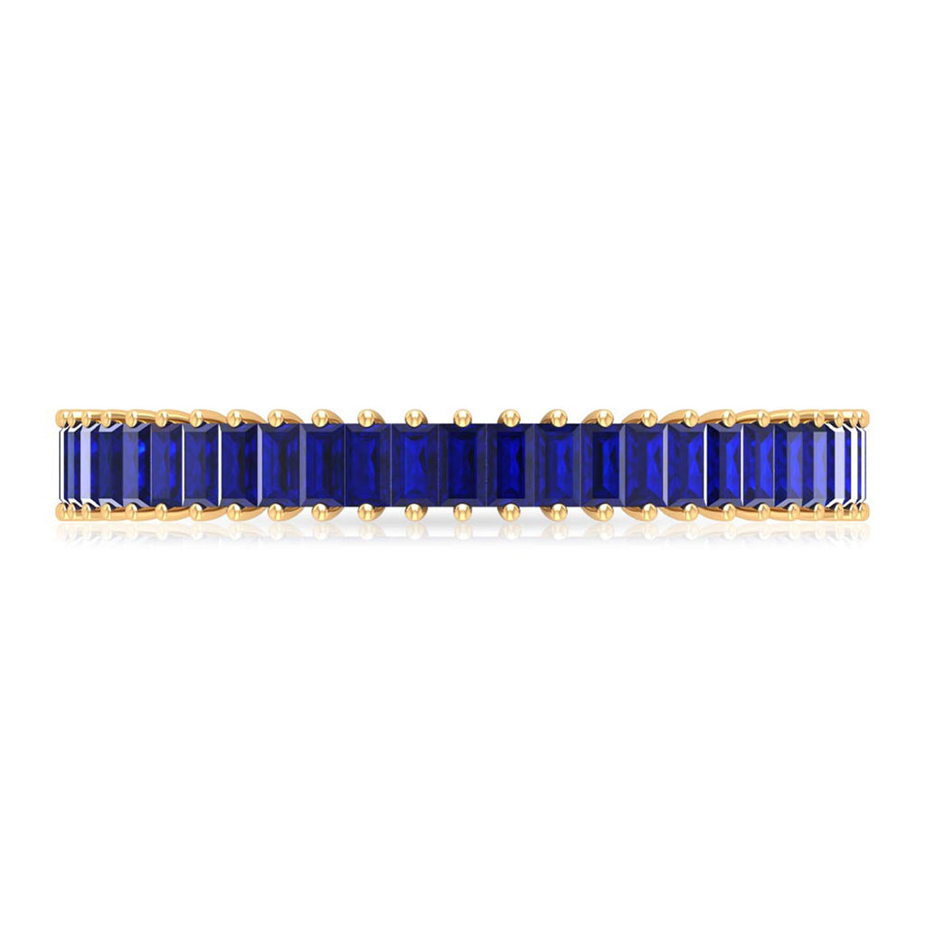 Certified Lab Grown Blue Sapphire Baguette Eternity Band Ring
