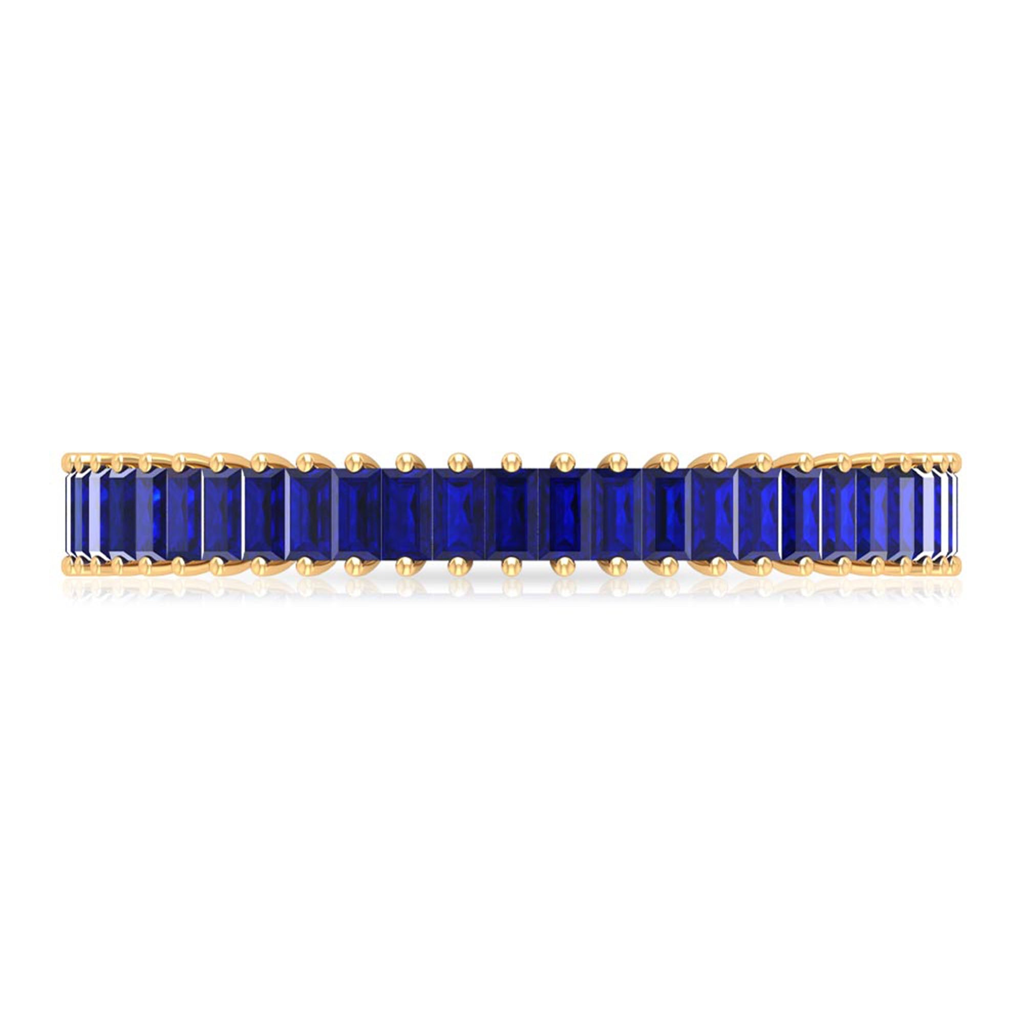 Certified Lab Grown Blue Sapphire Baguette Eternity Band Ring