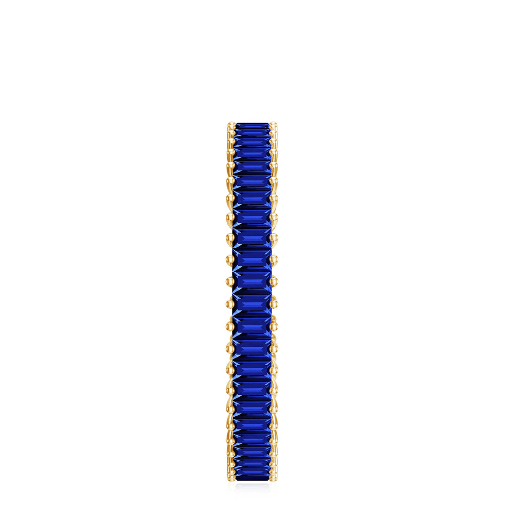 Certified Lab Grown Blue Sapphire Baguette Eternity Band Ring