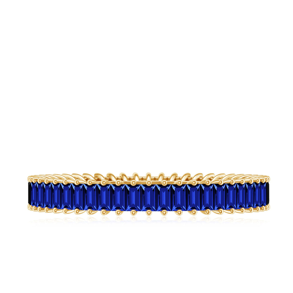 Certified Lab Grown Blue Sapphire Baguette Eternity Band Ring
