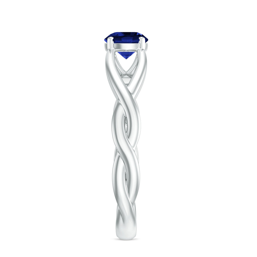 Certified 0.6 Carat Lab Grown Blue Sapphire Promise Ring with Surprise Diamond