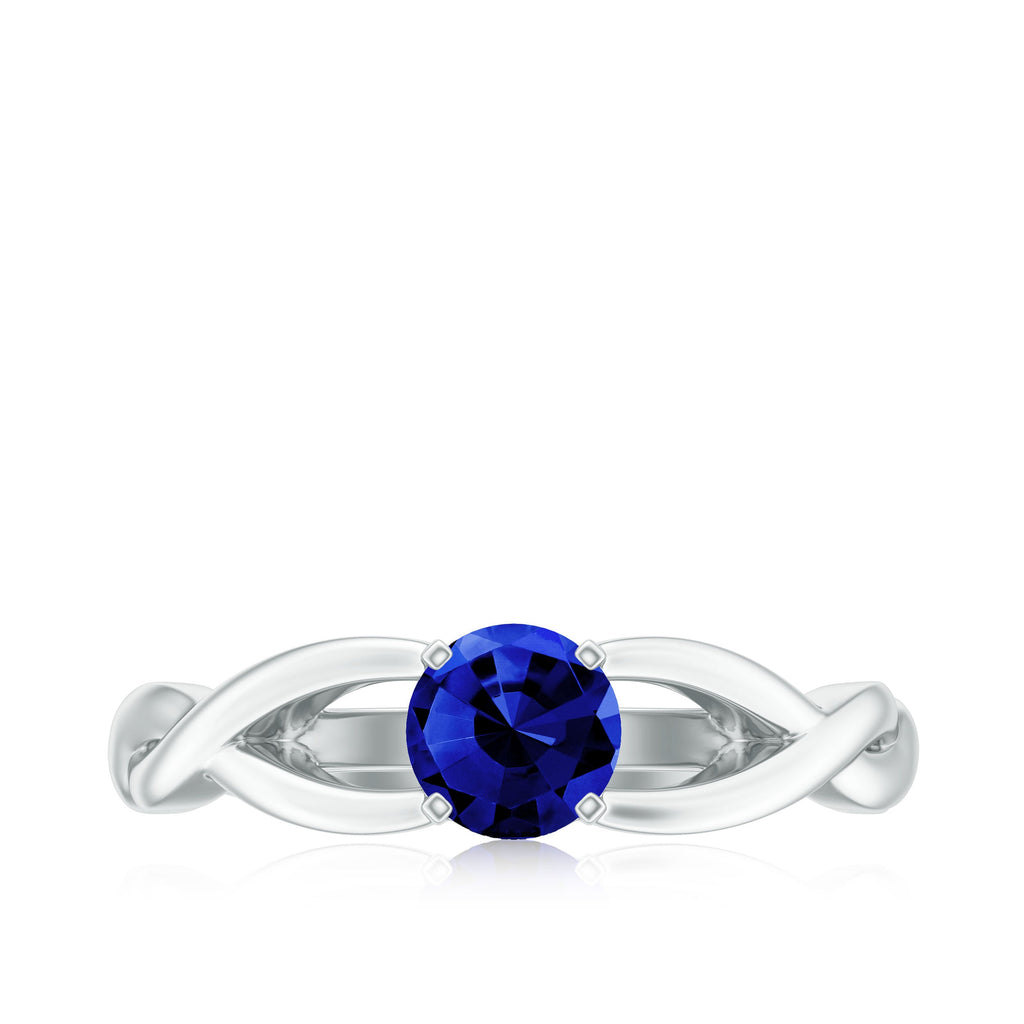 Certified 0.6 Carat Lab Grown Blue Sapphire Promise Ring with Surprise Diamond