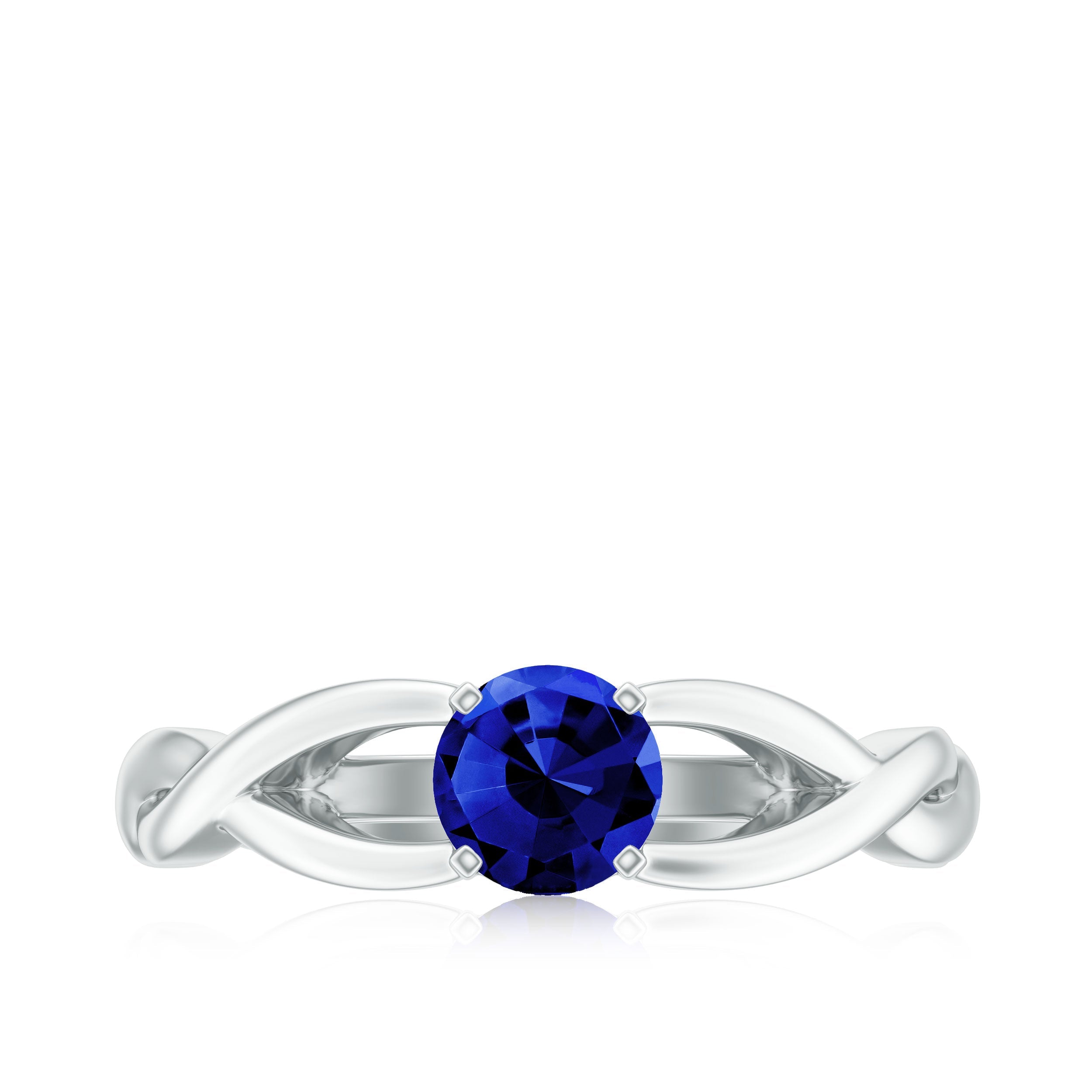 Certified 0.6 Carat Lab Grown Blue Sapphire Promise Ring with Surprise Diamond