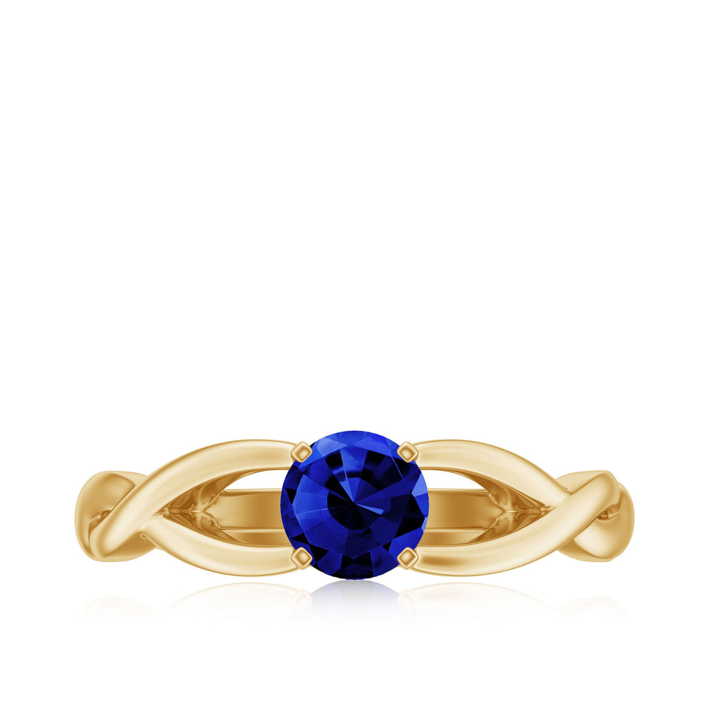 Certified 0.6 Carat Lab Grown Blue Sapphire Promise Ring with Surprise Diamond