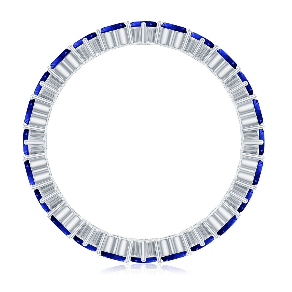 Certified Lab Grown Blue Sapphire Heart Eternity Band for Women