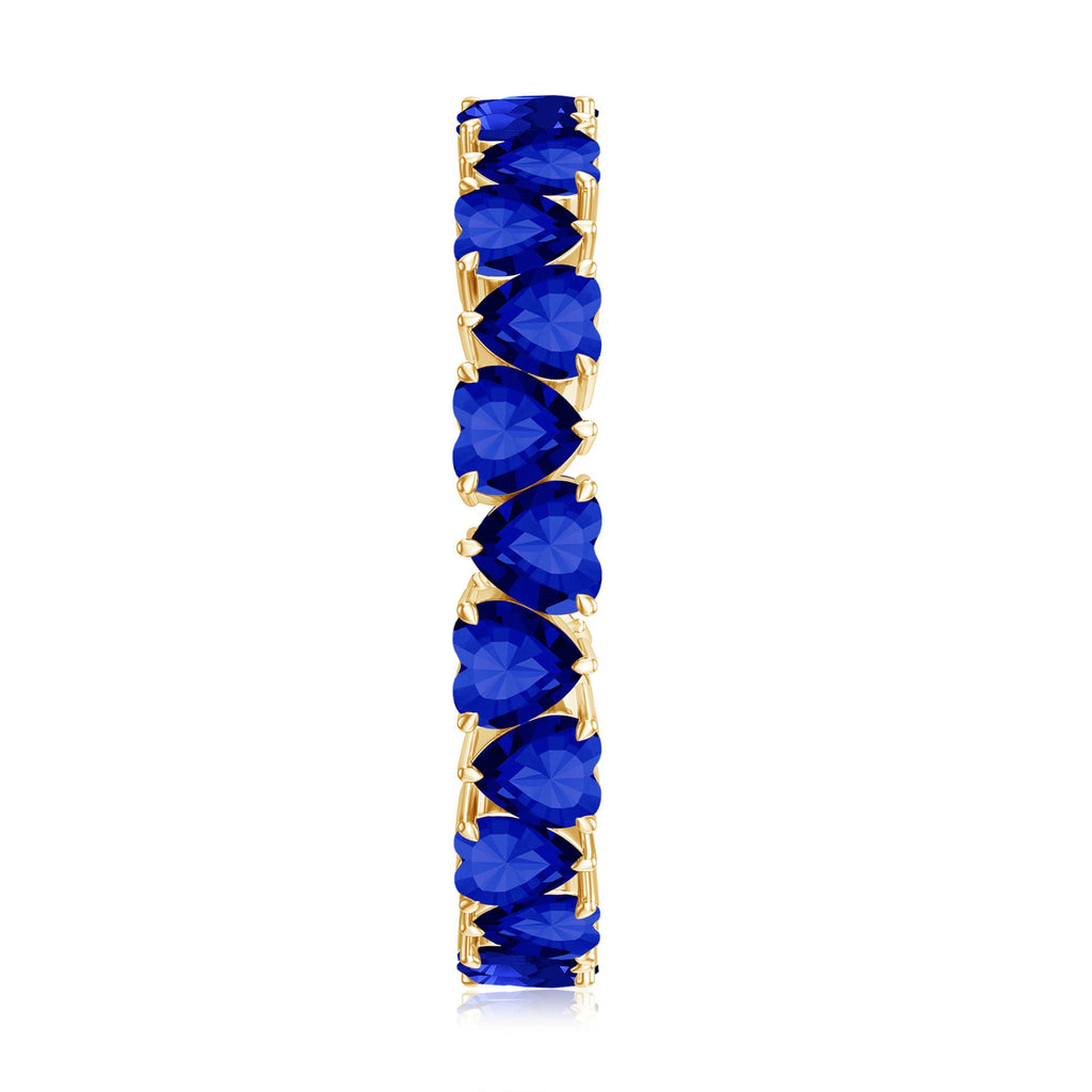 Certified Lab Grown Blue Sapphire Heart Eternity Band for Women