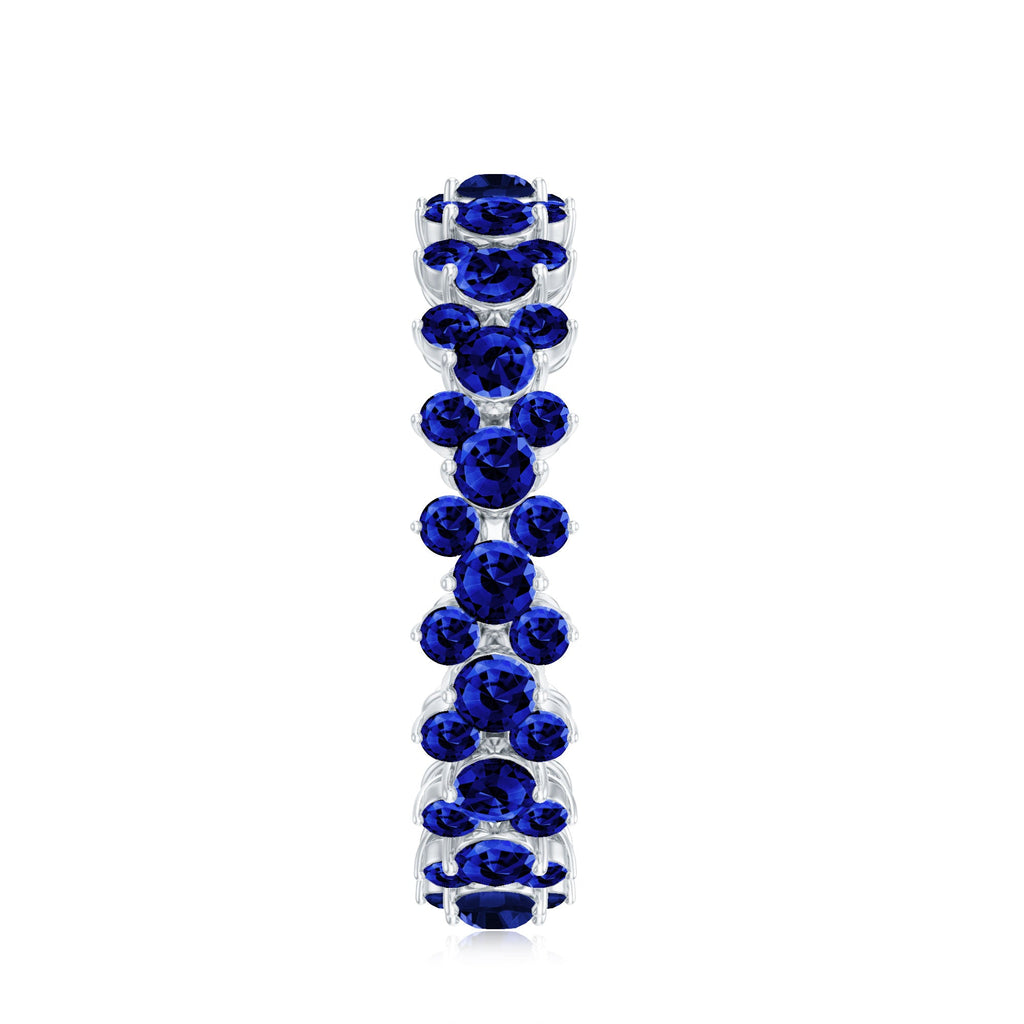 Certified Lab Grown Blue Sapphire Eternity Band Ring for Women