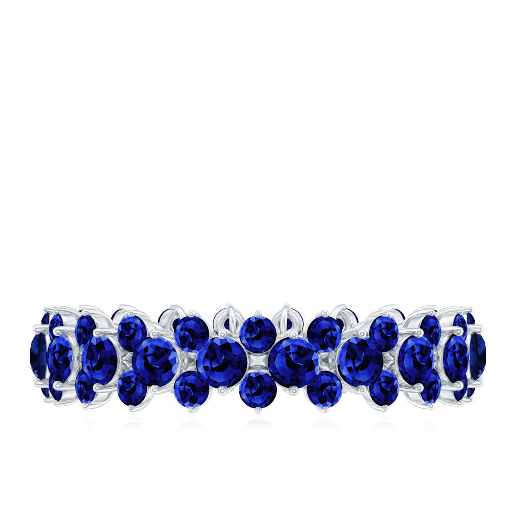 Certified Lab Grown Blue Sapphire Eternity Band Ring for Women
