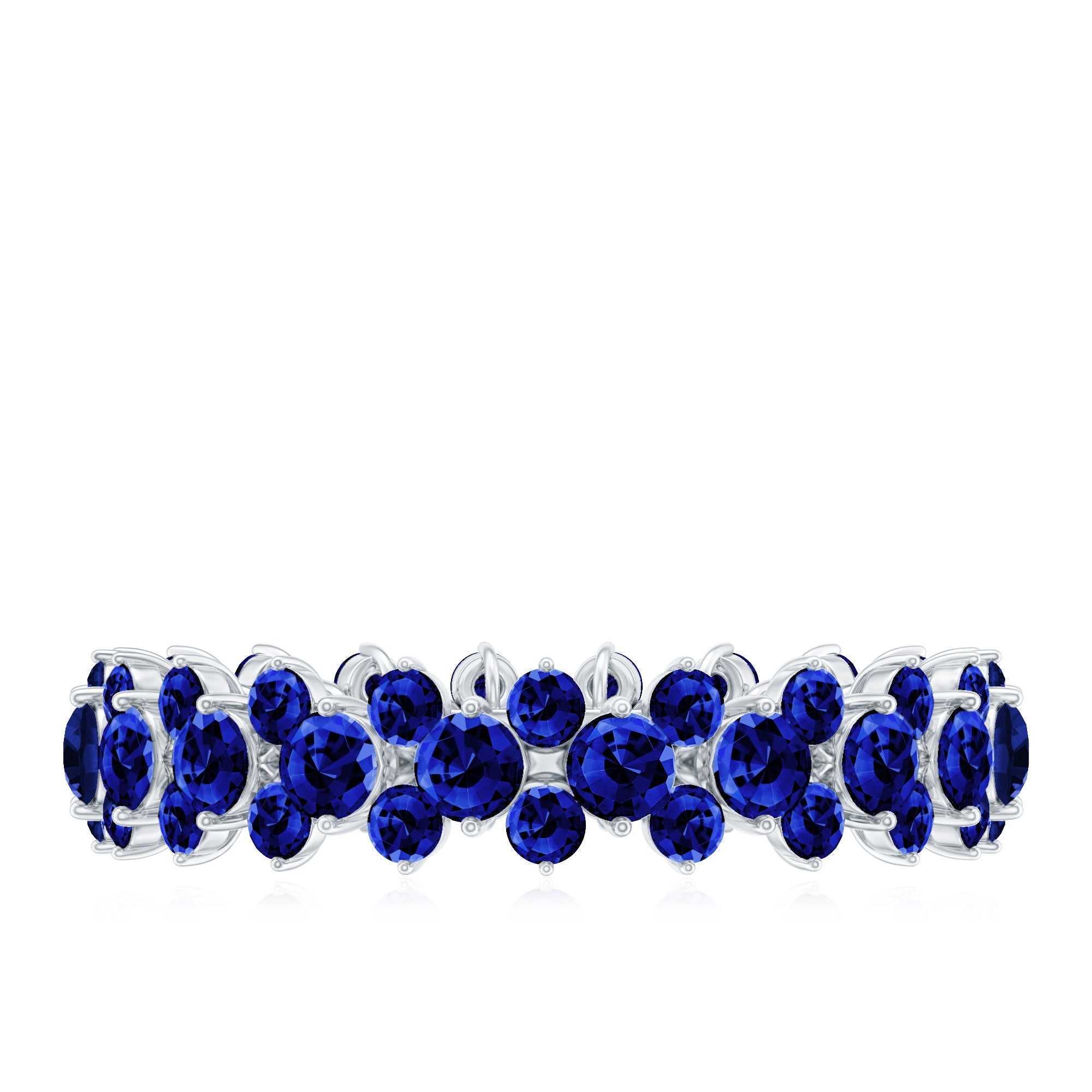 Certified Lab Grown Blue Sapphire Eternity Band Ring for Women