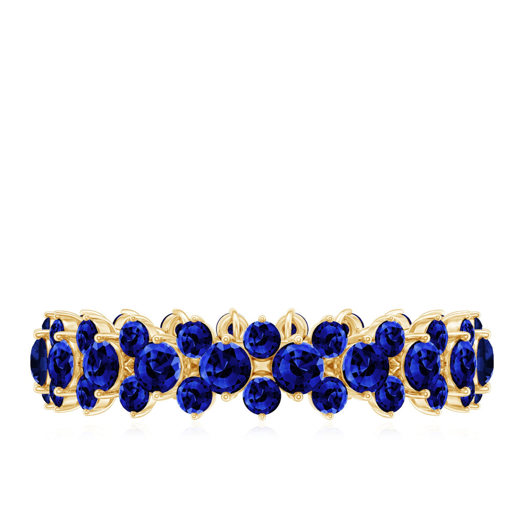 Certified Lab Grown Blue Sapphire Eternity Band Ring for Women