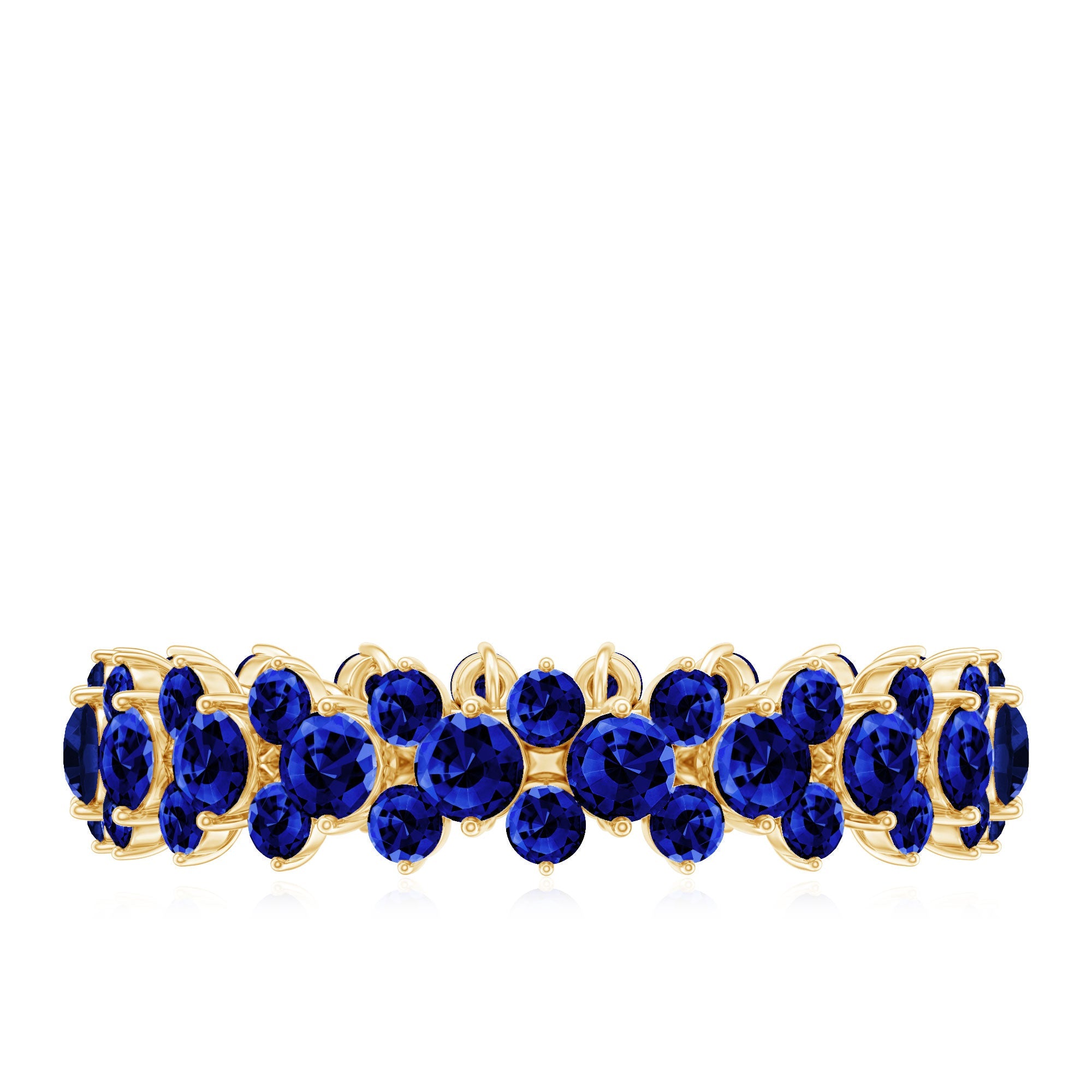 Certified Lab Grown Blue Sapphire Eternity Band Ring for Women