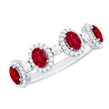 Oval Lab Created Ruby and Diamond Half Eternity Wedding Band