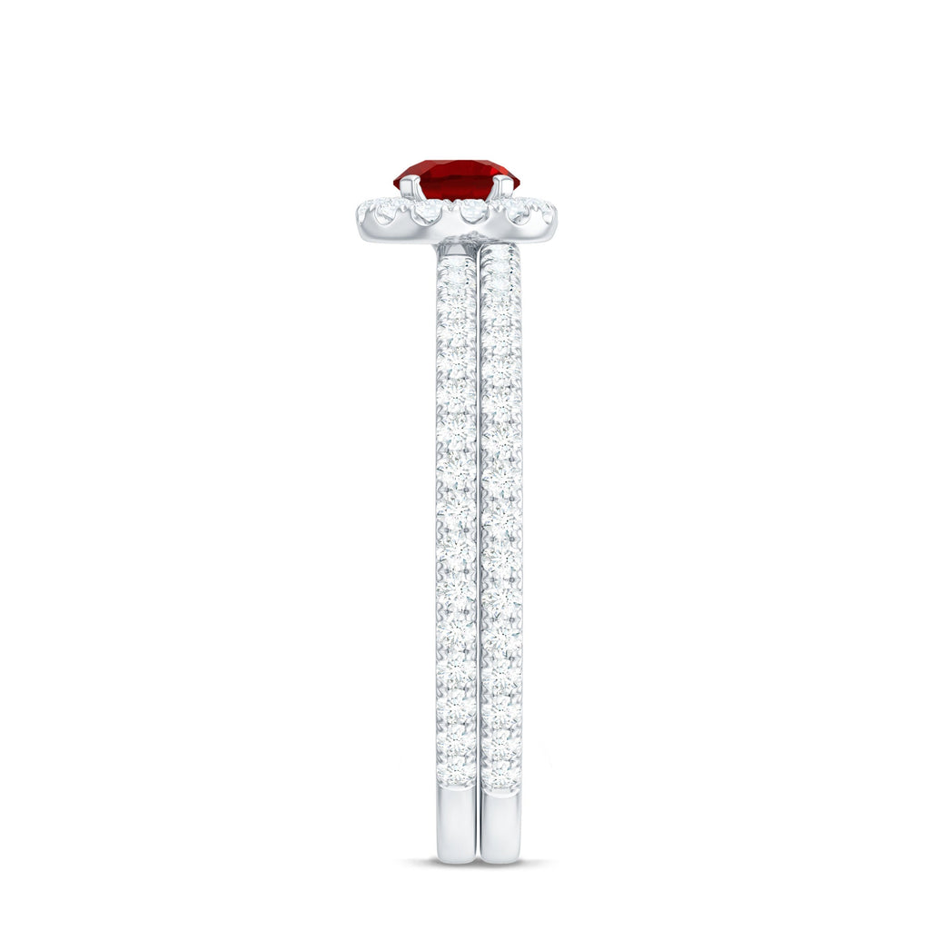 Certified Lab Grown Ruby Minimal Engagement Ring with Enhancer