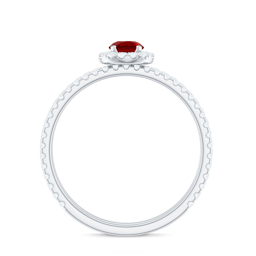 Certified Lab Grown Ruby Minimal Engagement Ring with Enhancer