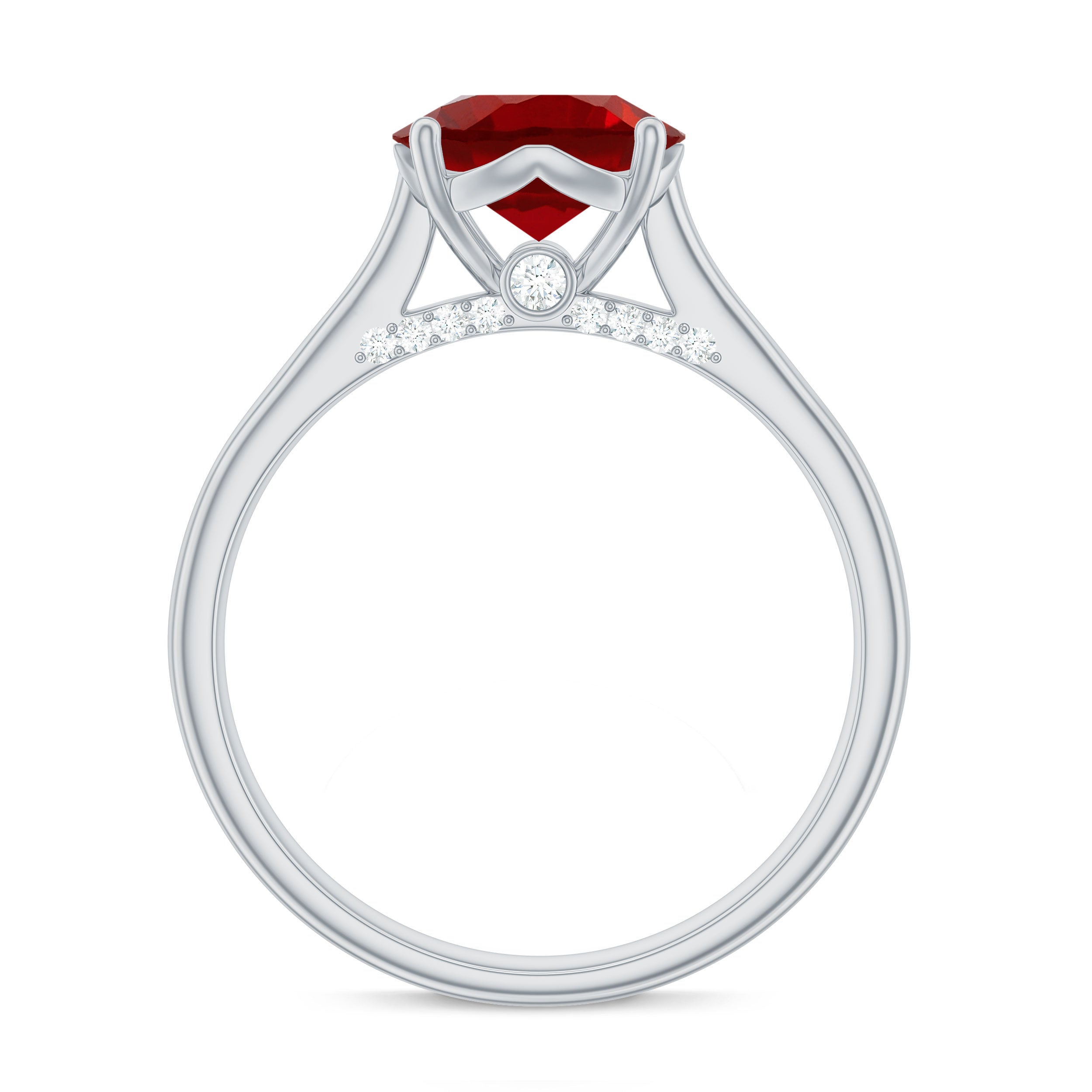 Solitaire 2.3 Carat Lab Created Ruby Engagement Ring with Surprise Diamonds