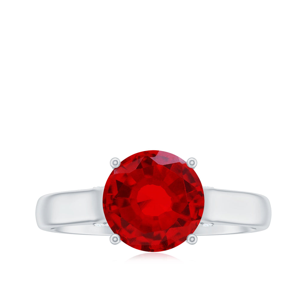 Solitaire 2.3 Carat Lab Created Ruby Engagement Ring with Surprise Diamonds