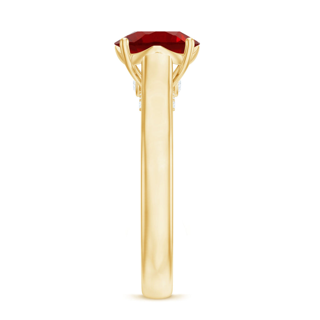 Solitaire 2.3 Carat Lab Created Ruby Engagement Ring with Surprise Diamonds