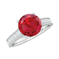 Created Ruby Solitaire Engagement Ring with Diamond