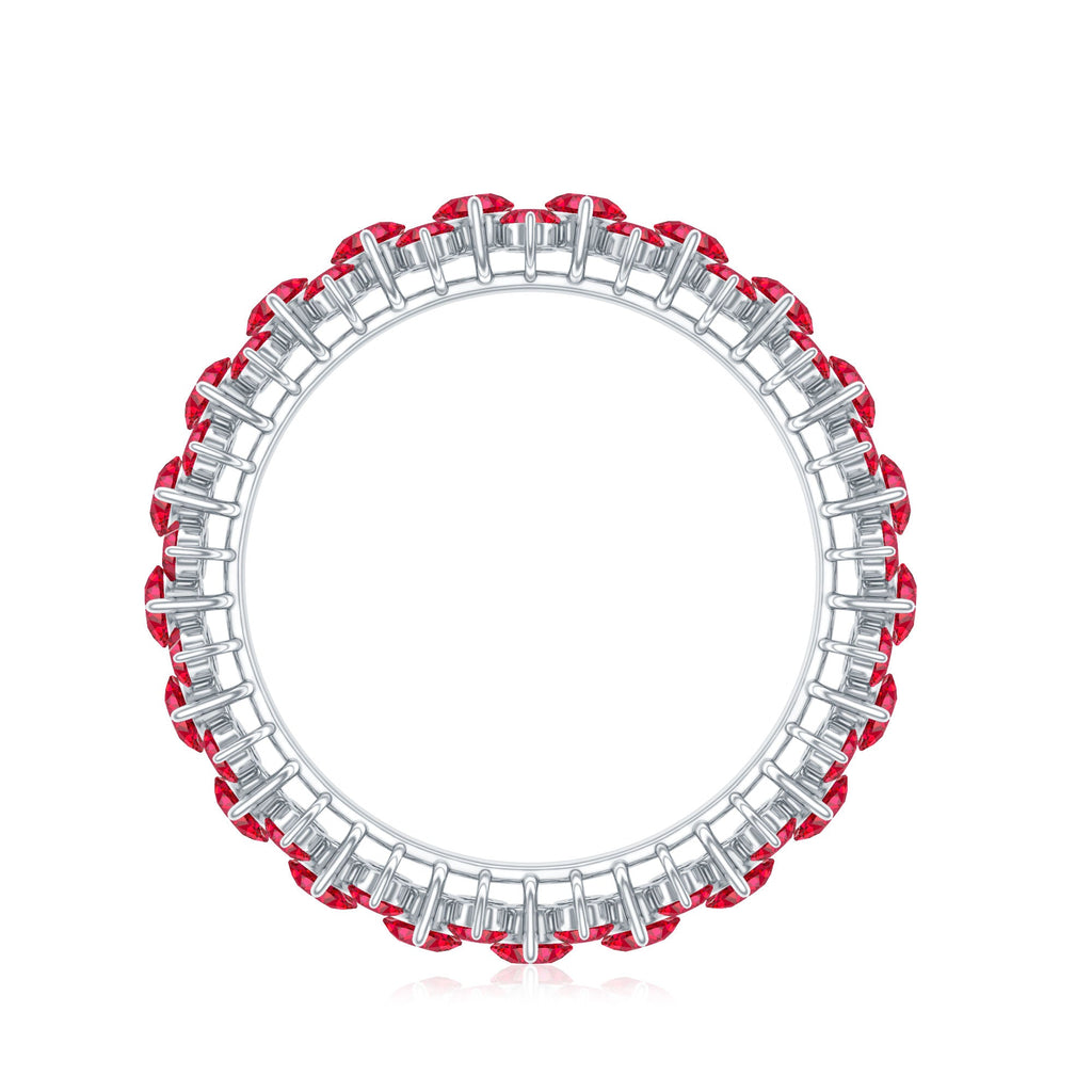 Lab Created Ruby Cluster Wedding Band for Women